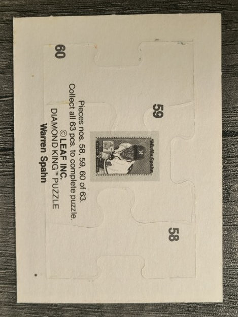 1989 Donruss Warren Spahn Puzzle #58 Spahn Puzzle 58-60