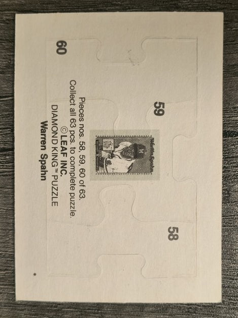 1989 Donruss Warren Spahn Puzzle #58 Spahn Puzzle 58-60