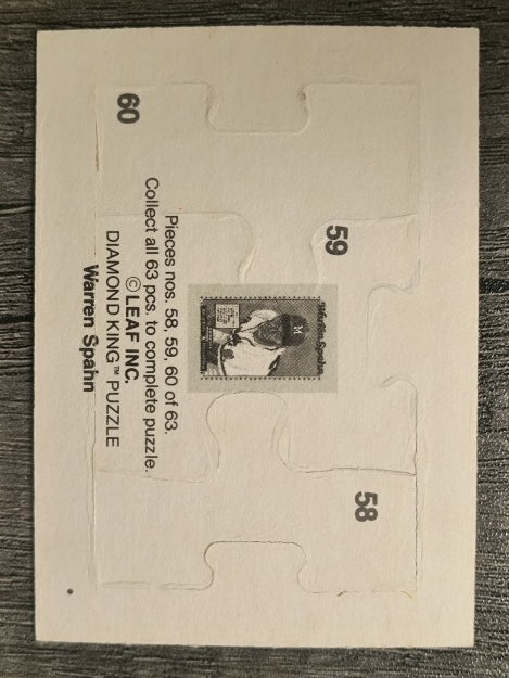 1989 Donruss Warren Spahn Puzzle #58 Spahn Puzzle 58-60