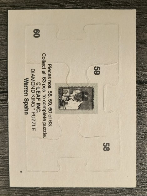 1989 Donruss Warren Spahn Puzzle #58 Spahn Puzzle 58-60