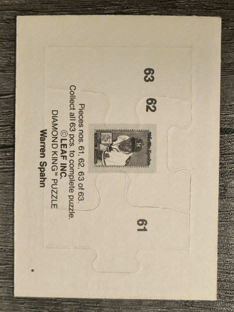 1989 Donruss Warren Spahn Puzzle #61 Spahn Puzzle 61-63
