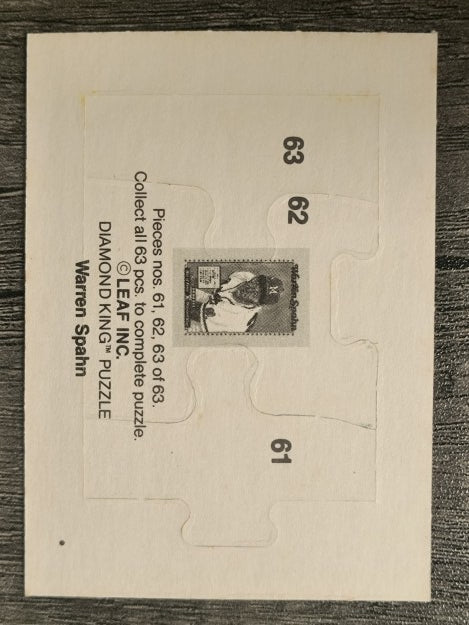 1989 Donruss Warren Spahn Puzzle #61 Spahn Puzzle 61-63