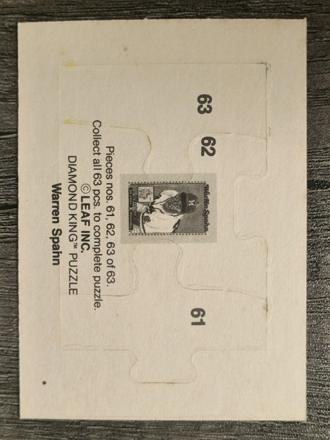 1989 Donruss Warren Spahn Puzzle #61 Spahn Puzzle 61-63