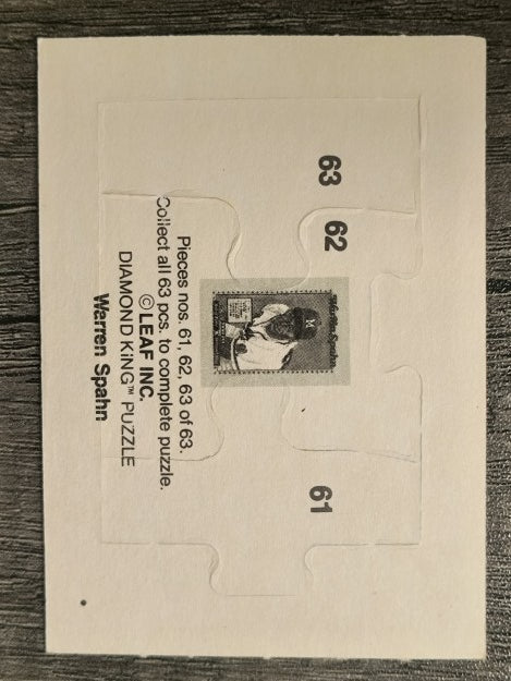 1989 Donruss Warren Spahn Puzzle #61 Spahn Puzzle 61-63