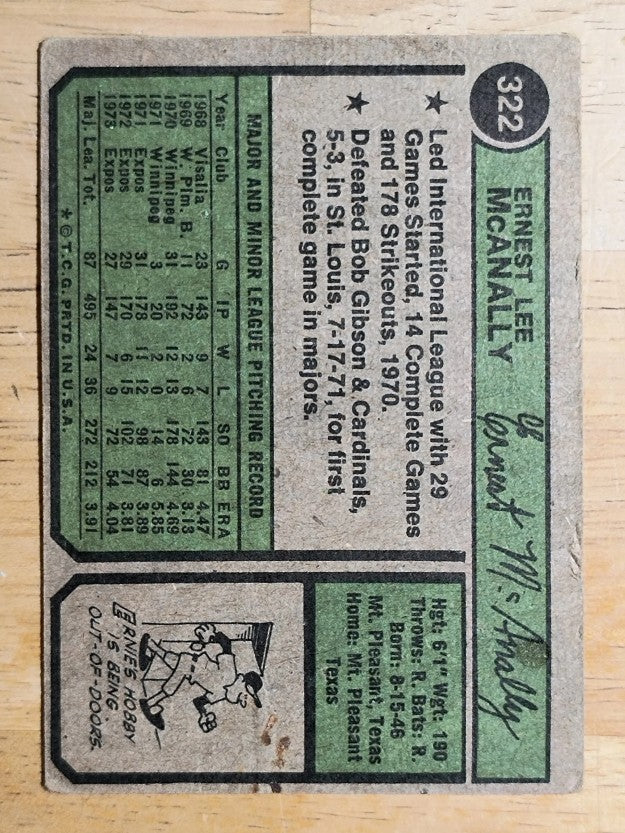1974 Topps #322 Ernie McAnally (POOR)