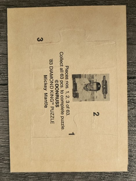 1983 Donruss Mickey Mantle Puzzle #1 Mantle Puzzle 1-3