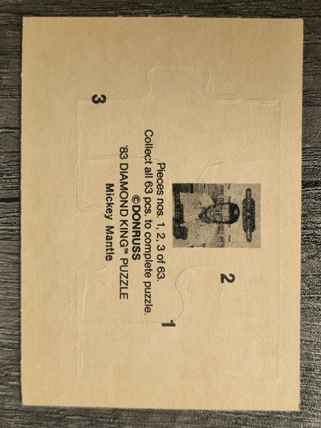 1983 Donruss Mickey Mantle Puzzle #1 Mantle Puzzle 1-3