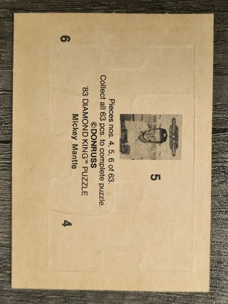 1983 Donruss Mickey Mantle Puzzle #4 Mantle Puzzle 4-6