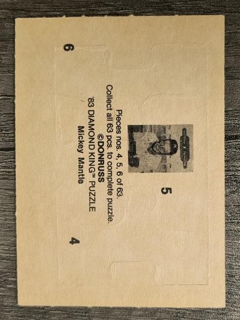 1983 Donruss Mickey Mantle Puzzle #4 Mantle Puzzle 4-6