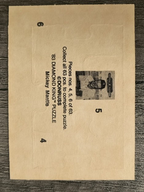 1983 Donruss Mickey Mantle Puzzle #4 Mantle Puzzle 4-6