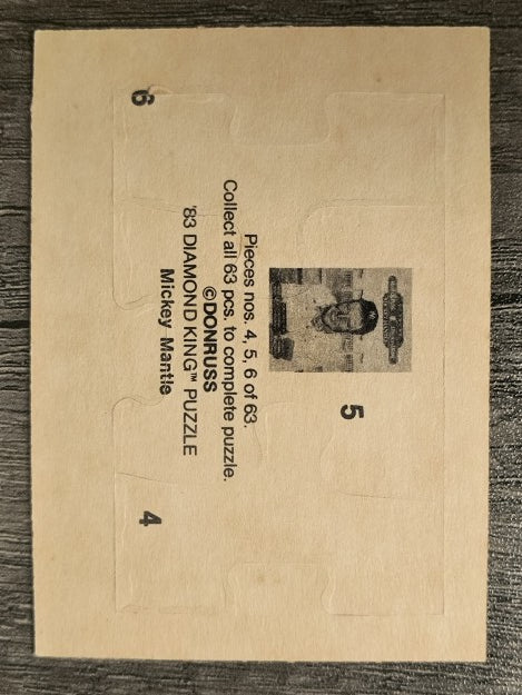 1983 Donruss Mickey Mantle Puzzle #4 Mantle Puzzle 4-6