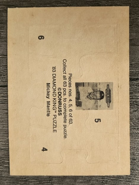 1983 Donruss Mickey Mantle Puzzle #4 Mantle Puzzle 4-6