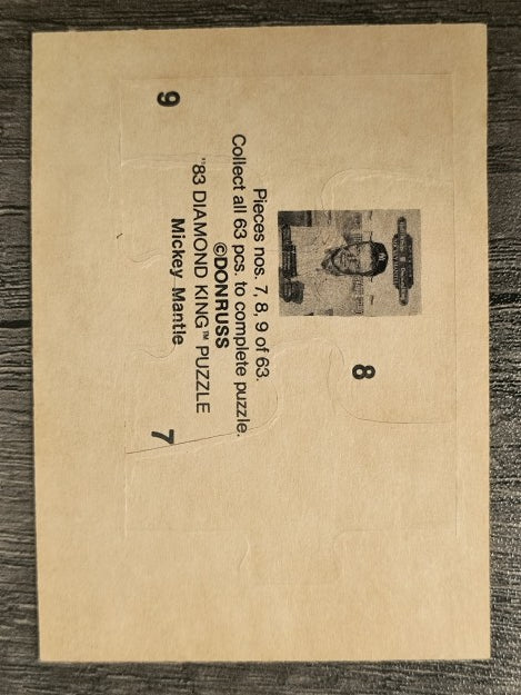 1983 Donruss Mickey Mantle Puzzle #7 Mantle Puzzle 7-9