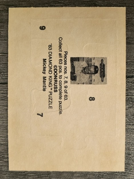 1983 Donruss Mickey Mantle Puzzle #7 Mantle Puzzle 7-9