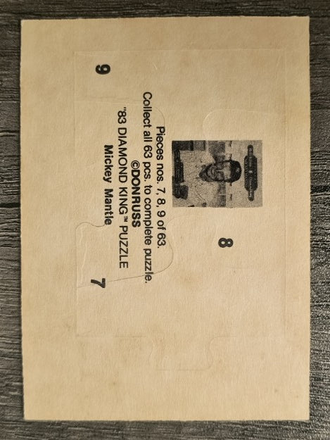 1983 Donruss Mickey Mantle Puzzle #7 Mantle Puzzle 7-9