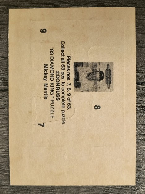 1983 Donruss Mickey Mantle Puzzle #7 Mantle Puzzle 7-9