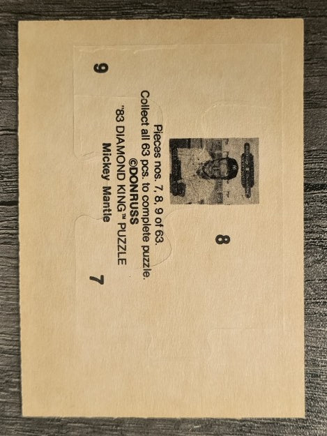 1983 Donruss Mickey Mantle Puzzle #7 Mantle Puzzle 7-9