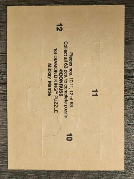 1983 Donruss Mickey Mantle Puzzle #10 Mantle Puzzle 10-12