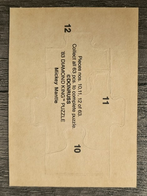 1983 Donruss Mickey Mantle Puzzle #10 Mantle Puzzle 10-12