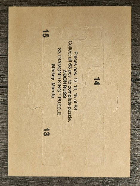 1983 Donruss Mickey Mantle Puzzle #13 Mantle Puzzle 13-15