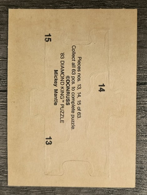 1983 Donruss Mickey Mantle Puzzle #13 Mantle Puzzle 13-15