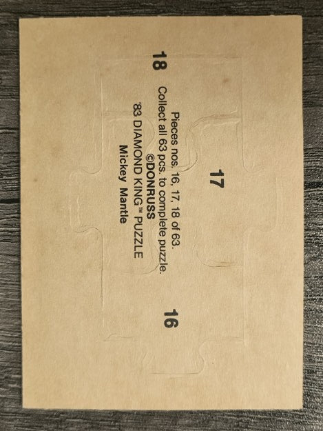 1983 Donruss Mickey Mantle Puzzle #16 Mantle Puzzle 16-18