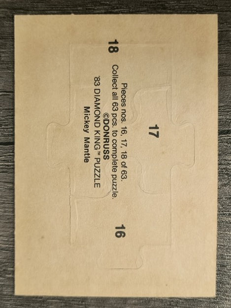 1983 Donruss Mickey Mantle Puzzle #16 Mantle Puzzle 16-18