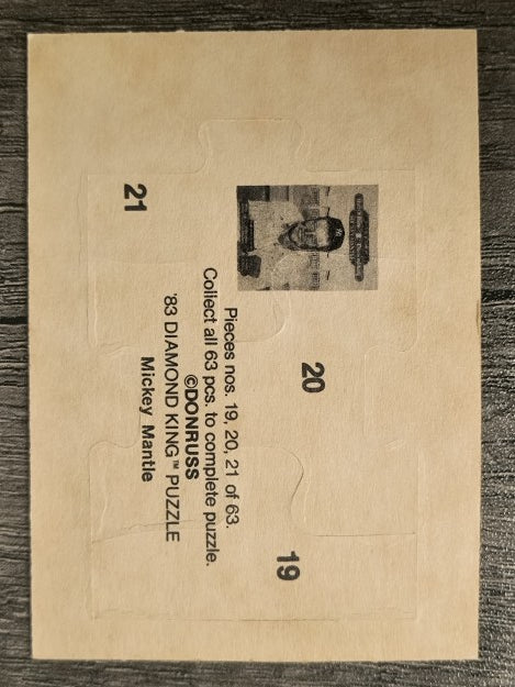 1983 Donruss Mickey Mantle Puzzle #19 Mantle Puzzle 19-21