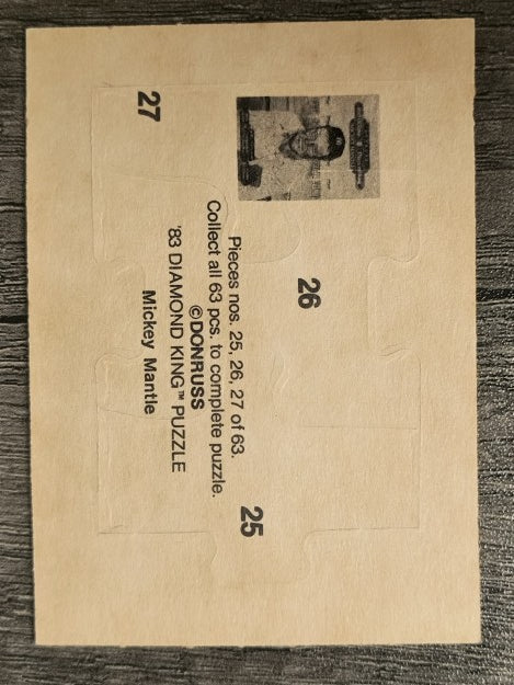 1983 Donruss Mickey Mantle Puzzle #25 Mantle Puzzle 25-27