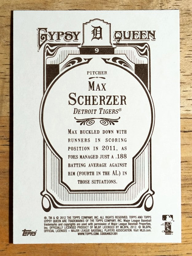 2012 Topps Gypsy Queen #9 Max Scherzer