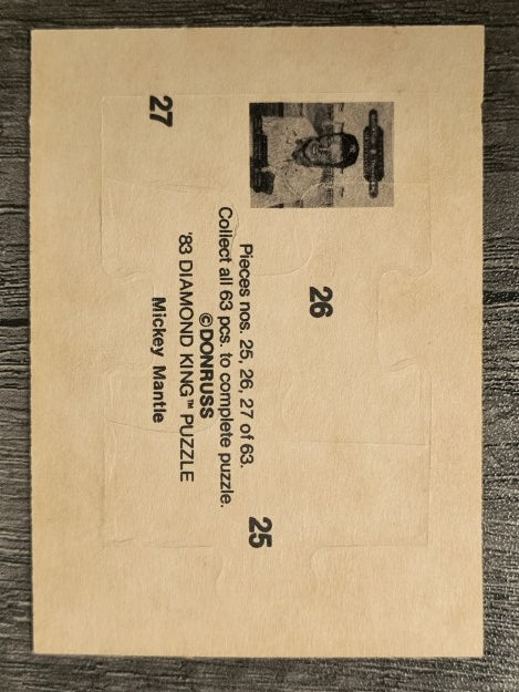 1983 Donruss Mickey Mantle Puzzle #25 Mantle Puzzle 25-27