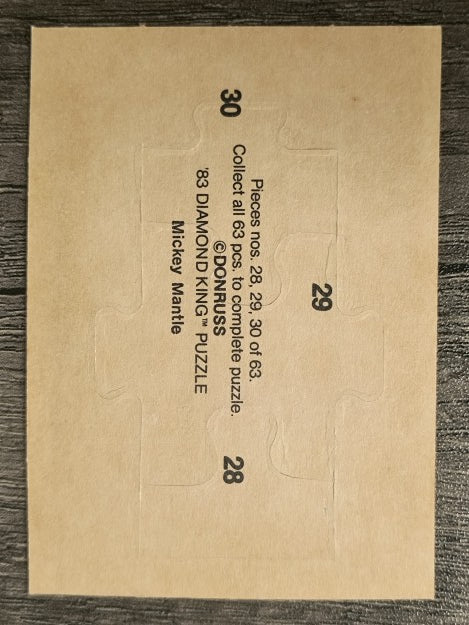 1983 Donruss Mickey Mantle Puzzle #28 Mantle Puzzle 28-30