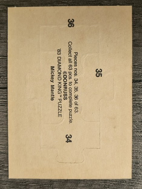 1983 Donruss Mickey Mantle Puzzle #34 Mantle Puzzle 34-36