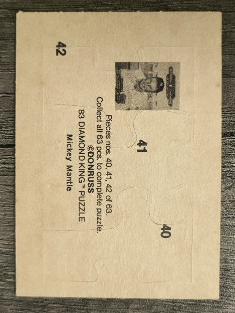 1983 Donruss Mickey Mantle Puzzle #40 Mantle Puzzle 40-42