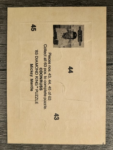 1983 Donruss Mickey Mantle Puzzle #43 Mantle Puzzle 43-45