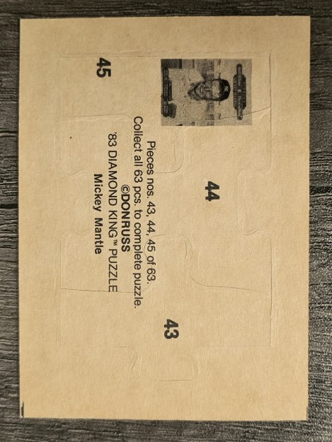 1983 Donruss Mickey Mantle Puzzle #43 Mantle Puzzle 43-45