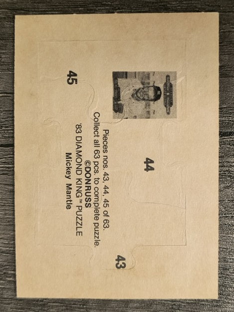 1983 Donruss Mickey Mantle Puzzle #43 Mantle Puzzle 43-45