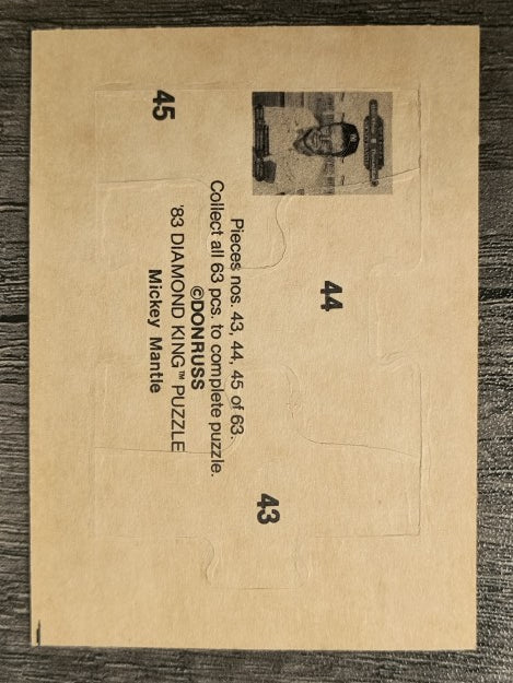 1983 Donruss Mickey Mantle Puzzle #43 Mantle Puzzle 43-45