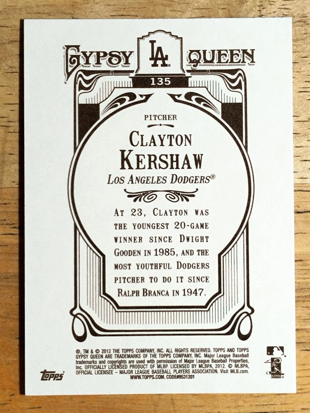 2012 Topps Gypsy Queen #135A Clayton Kershaw