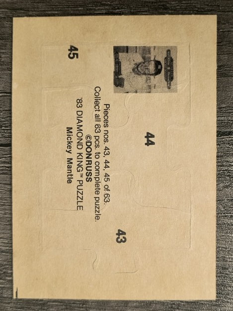 1983 Donruss Mickey Mantle Puzzle #43 Mantle Puzzle 43-45