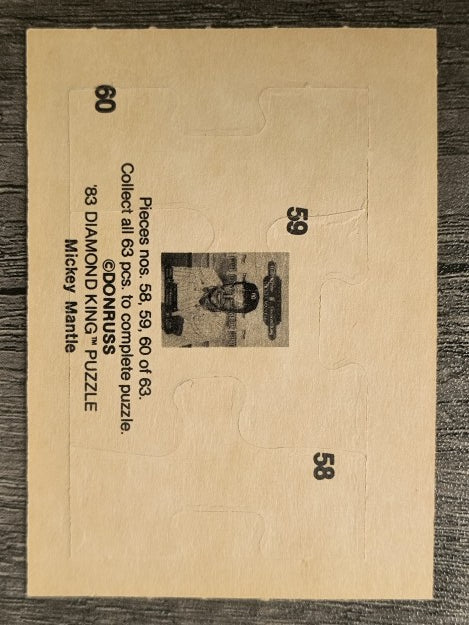 1983 Donruss Mickey Mantle Puzzle #58 Mantle Puzzle 58-60