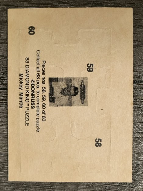 1983 Donruss Mickey Mantle Puzzle #58 Mantle Puzzle 58-60