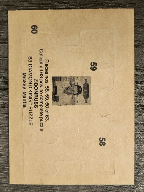 1983 Donruss Mickey Mantle Puzzle #58 Mantle Puzzle 58-60
