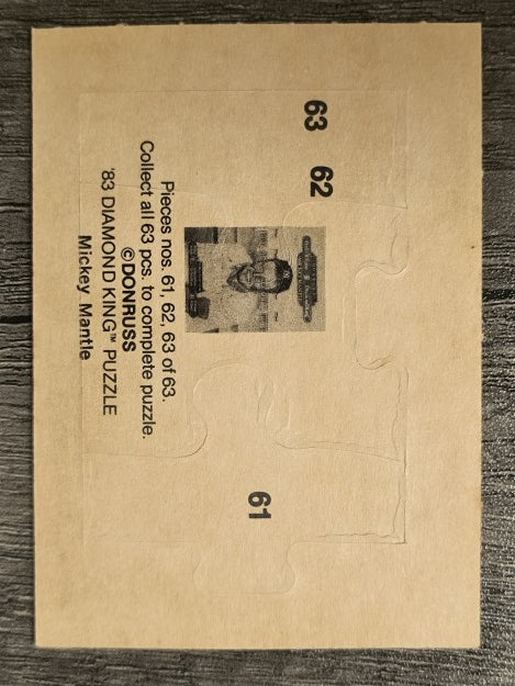 1983 Donruss Mickey Mantle Puzzle #61 Mantle Puzzle 61-63