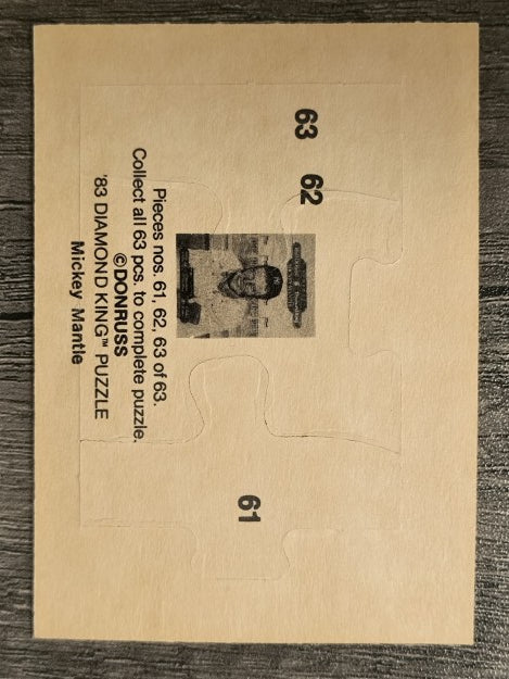 1983 Donruss Mickey Mantle Puzzle #61 Mantle Puzzle 61-63