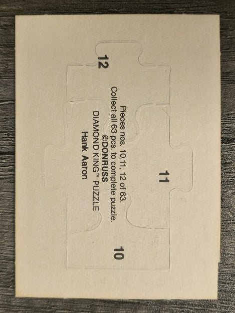 1986 Donruss Hank Aaron Puzzle #10 Aaron Puzzle 10-12