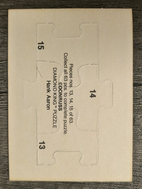 1986 Donruss Hank Aaron Puzzle #13 Aaron Puzzle 13-15