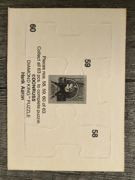 1986 Donruss Hank Aaron Puzzle #58 Aaron Puzzle 58-60