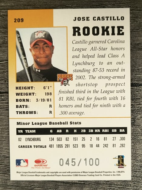 2003 Donruss Champions Metalized #209 Jose Castillo