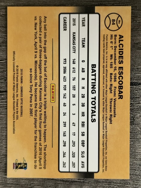 2016 Donruss Optic #84 Alcides Escobar